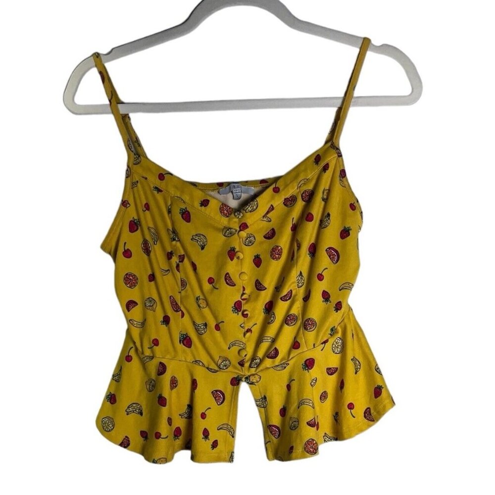 IRIS Crop Yellow Adjustable Straps Exposed Back Top Size Large